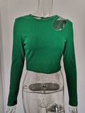 Women’s Autumn Winter Cut Out Long Sleeve Crop Top