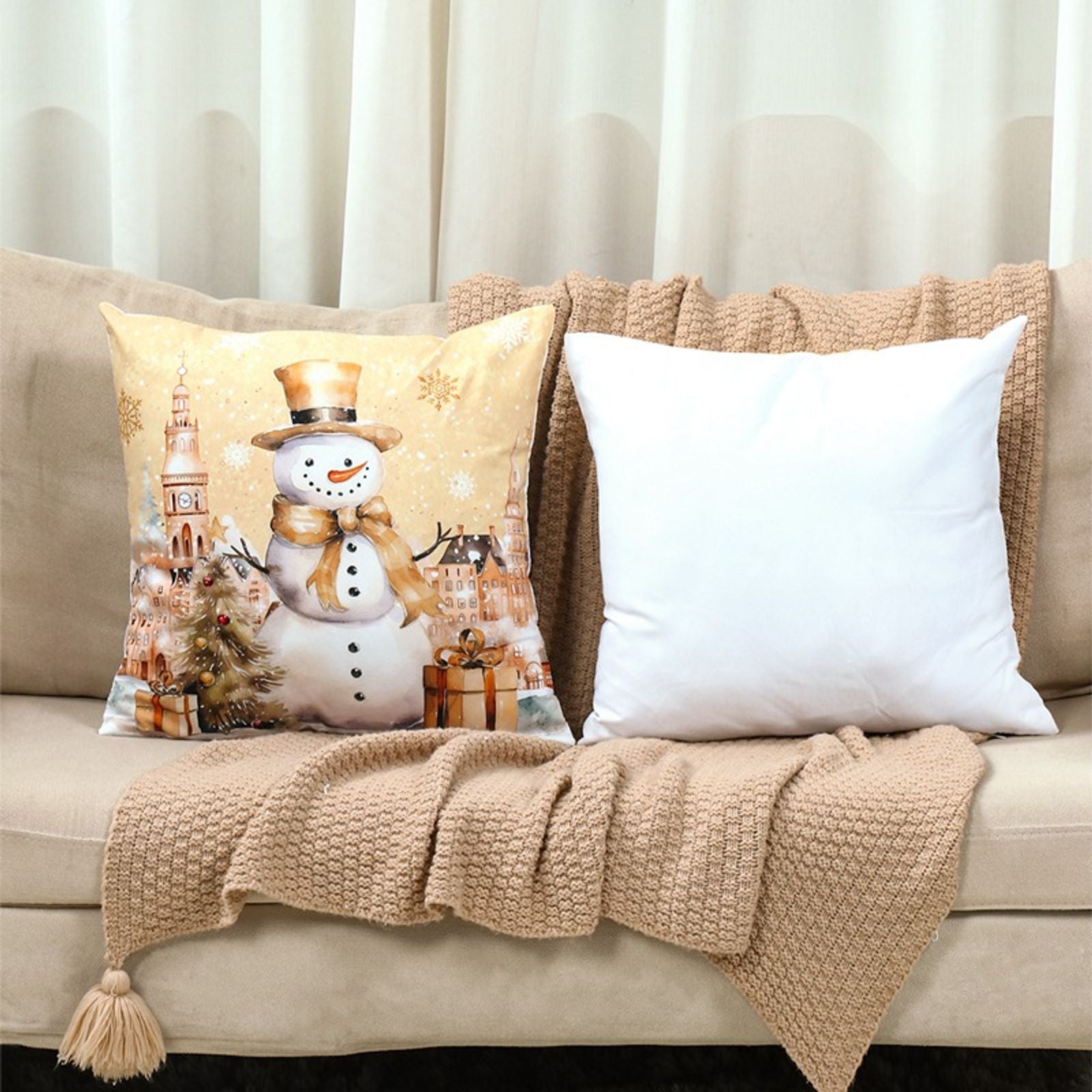 4pcs Merry Christmas Cushion Covers for Home Decoration