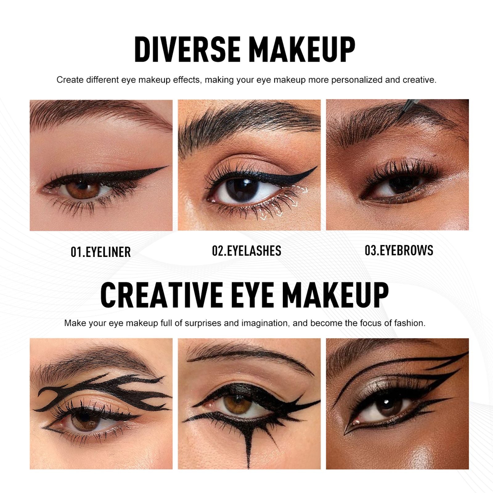 5PCS Smooth Liquid Eyeliner Pen Set - Waterproof & Long-lasting