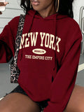 Brooklyn Creative Letter Printed Fleece Hoodie