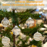 9 Pcs Gold Christmas Ball Decor Set - Shatterproof Hanging Balls