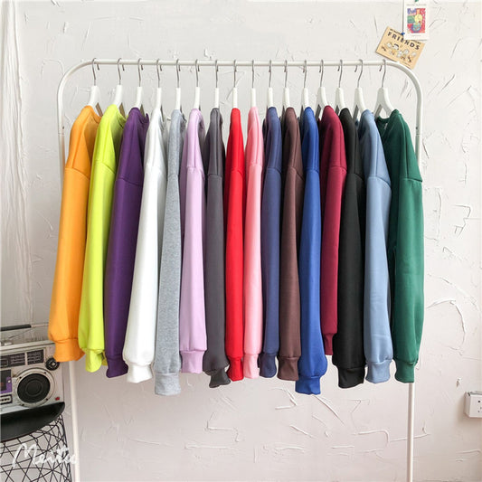 Womens Autumn Winter Solid Fleece Hoodie