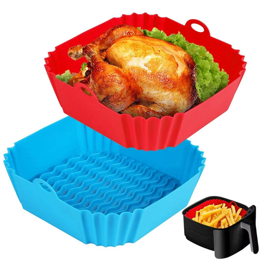 Silicone Air Fryer Pot Tray - Reusable BBQ Baking Mold