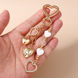 Cute Bowknot Love Heart Keychain with Crystal and Pearl