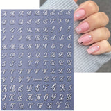 Retro 3D English Letters Nail Stickers - 4/8 Sheets