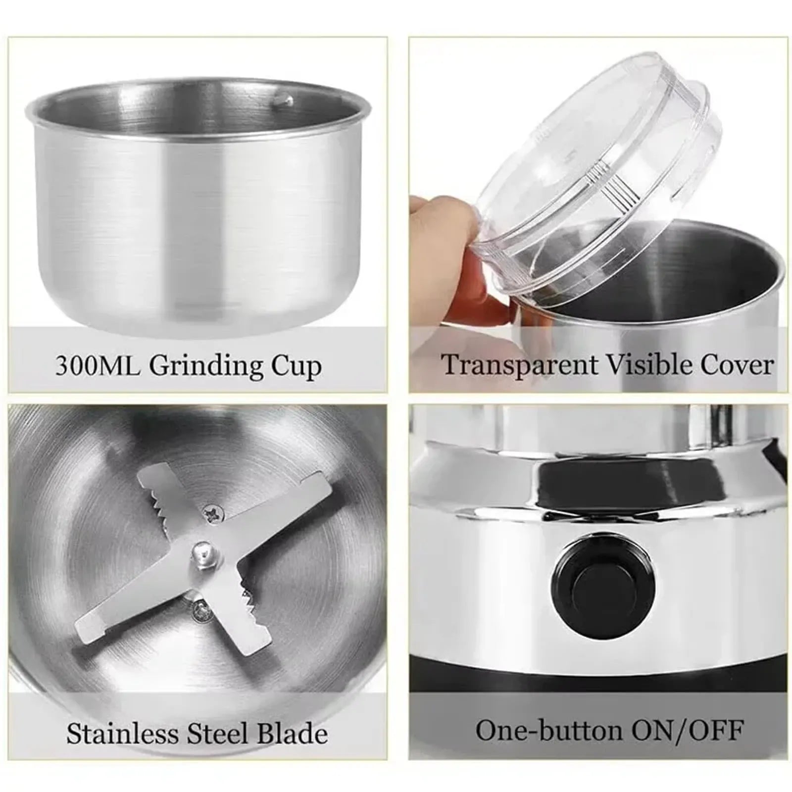 Multifunctional 4 Blade Electric Coffee and Grain Grinder