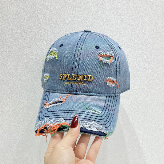 Vintage Colorful Lines Denim Baseball Cap for Women