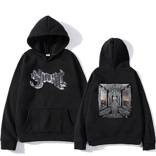 Ghost Skull Print Hooded Sweatshirt for Men and Women