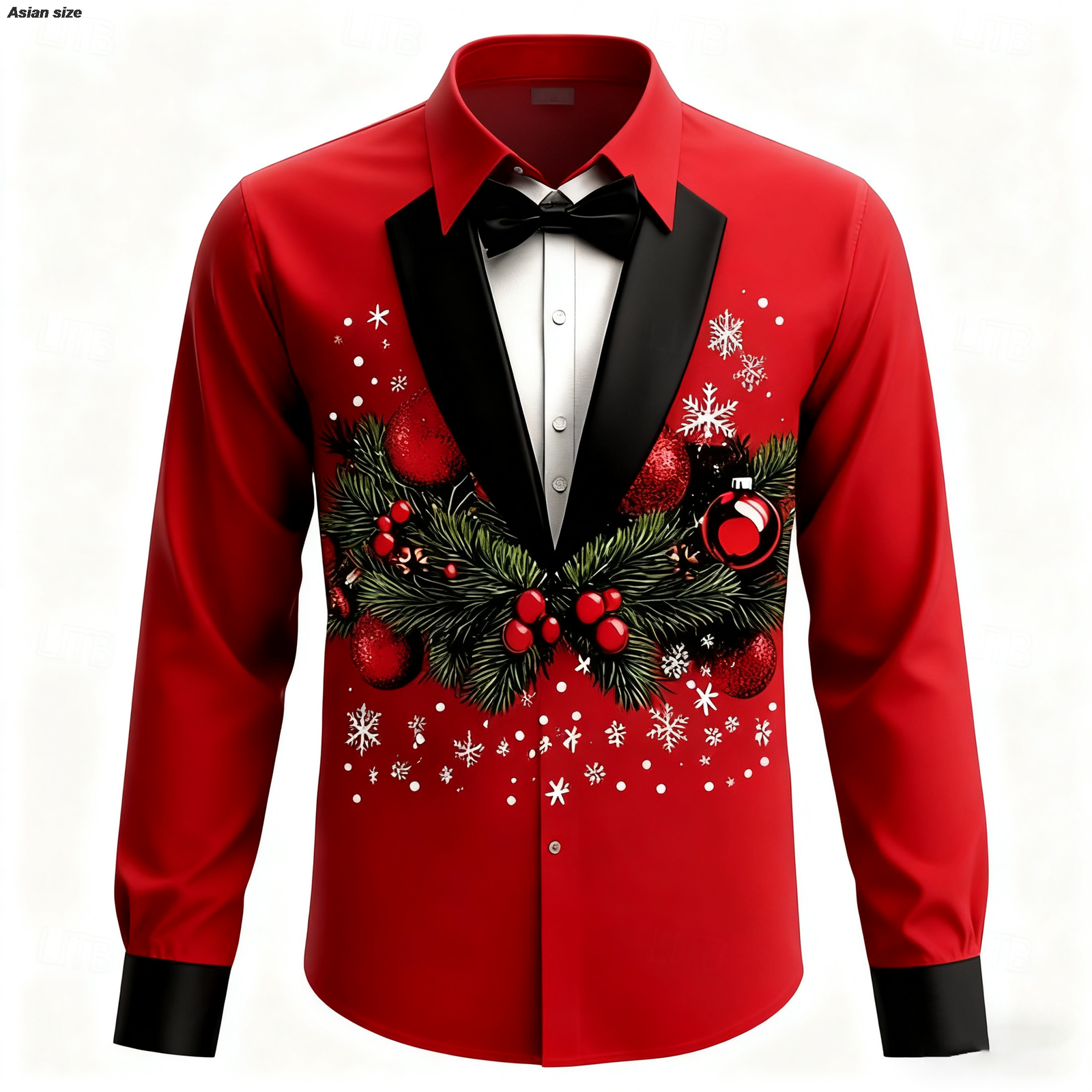 Men's 3D Printed Christmas Tailcoat Funny Button-Up Shirt
