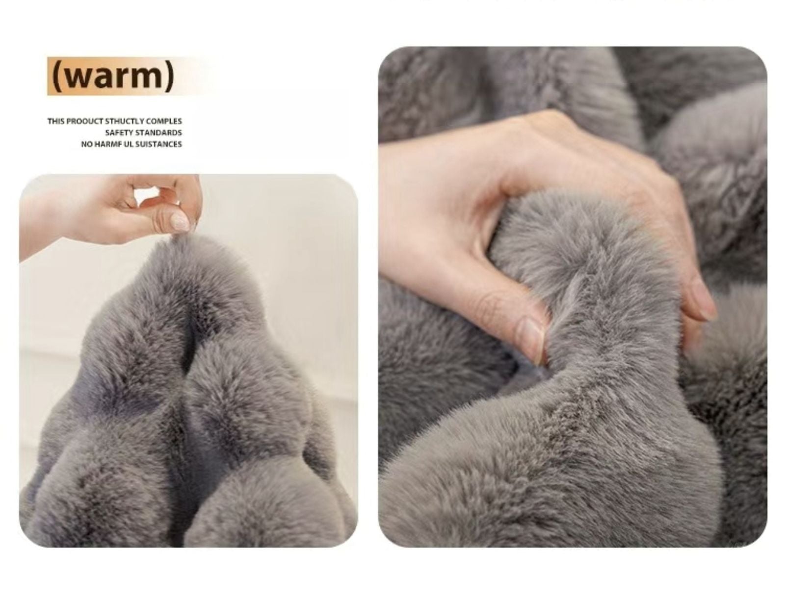 Thick Imitation Rabbit Fur Plush Sofa Slipcover