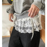 Women's Y2K Lace Mini Layered Skirt with Ruffles