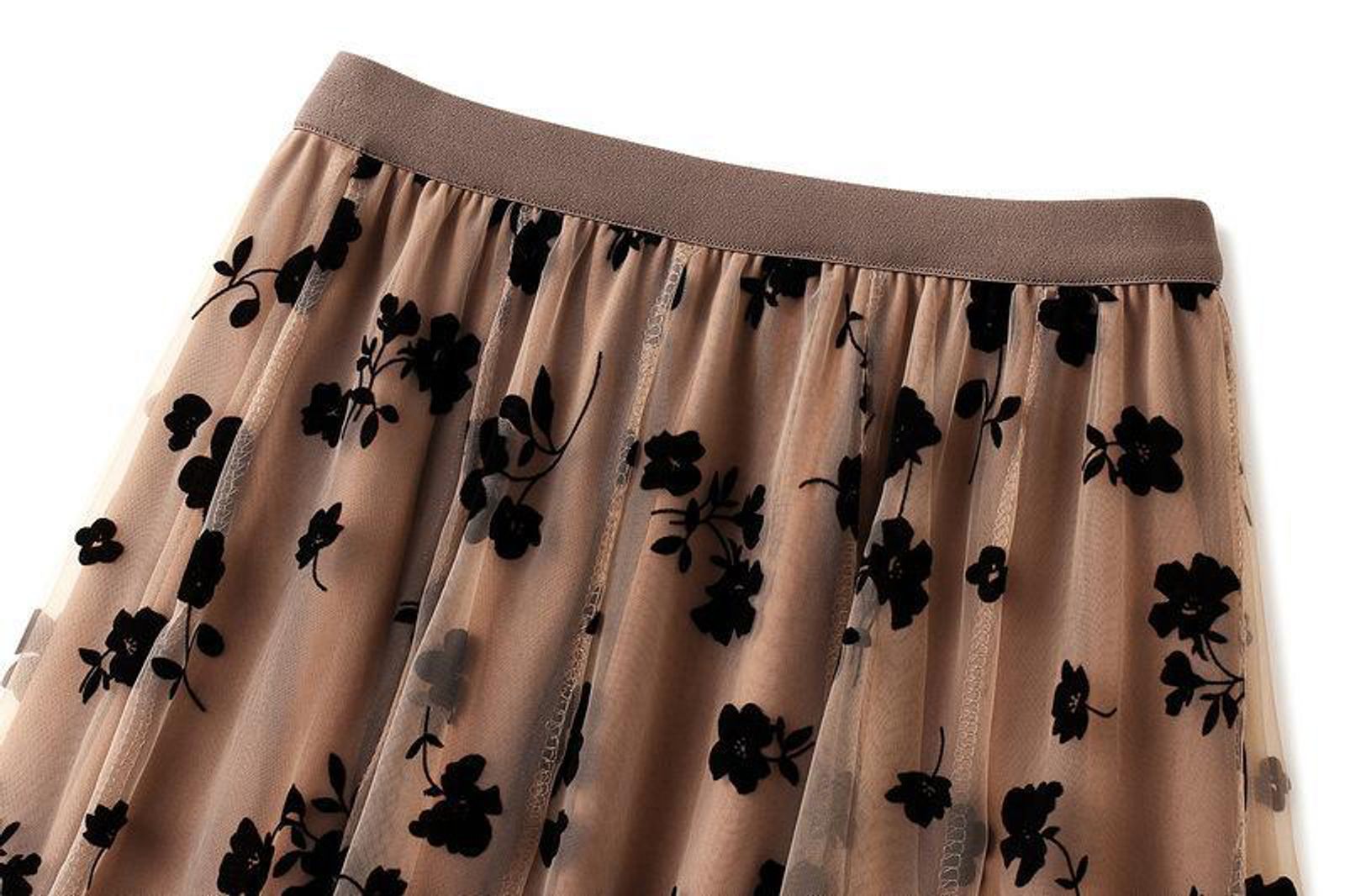Elegant Floral Tulle Midi Skirt for Women