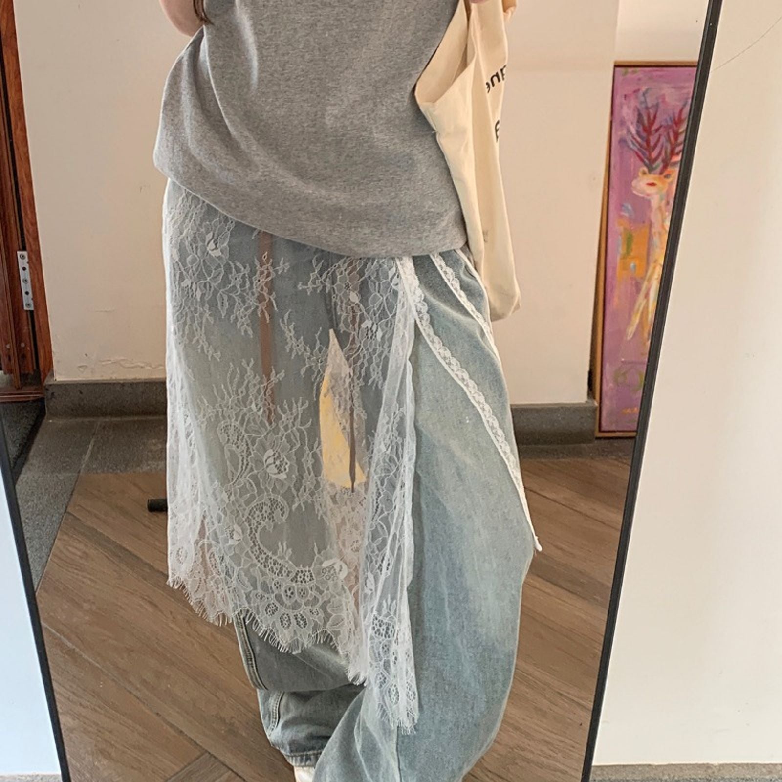 Elegant Lace Midi Skirt with Drawstring Design