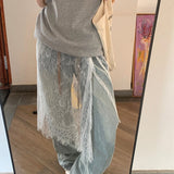 Elegant Lace Midi Skirt with Drawstring Design