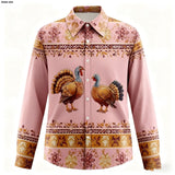 Men's Vintage 3D Print Long Sleeve Thanksgiving Shirt