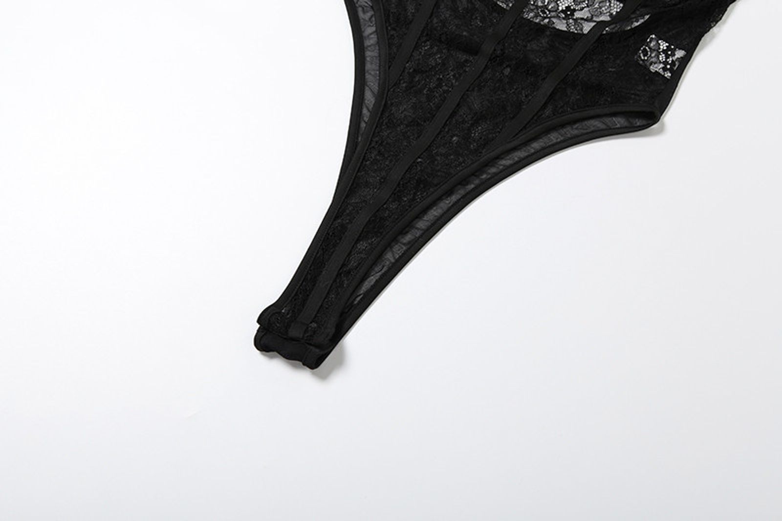 Mesh Patchwork Bodysuit - Halter Low-Neck Backless