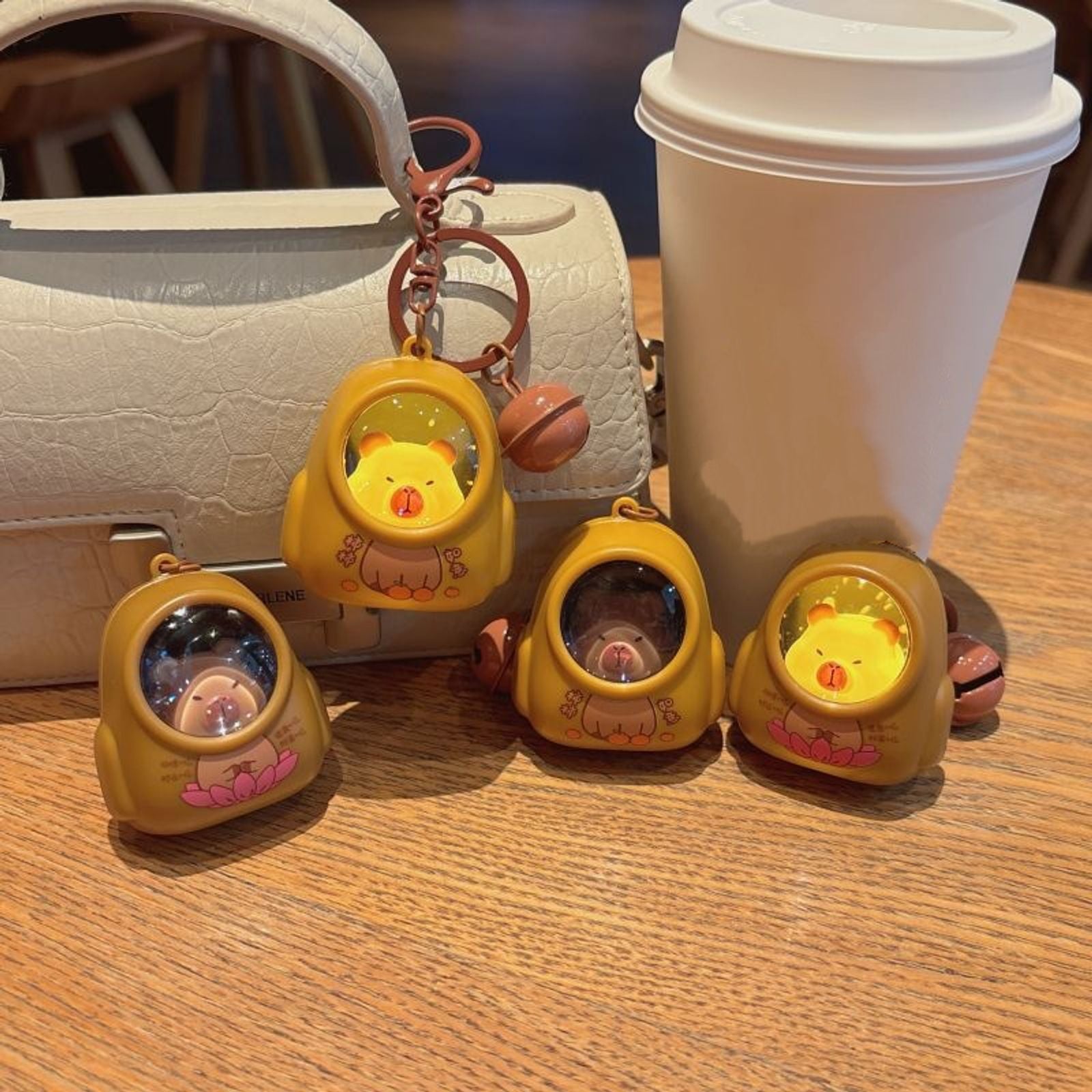 Luminous Capybara Keychain - Cute Space Capsule Pendant