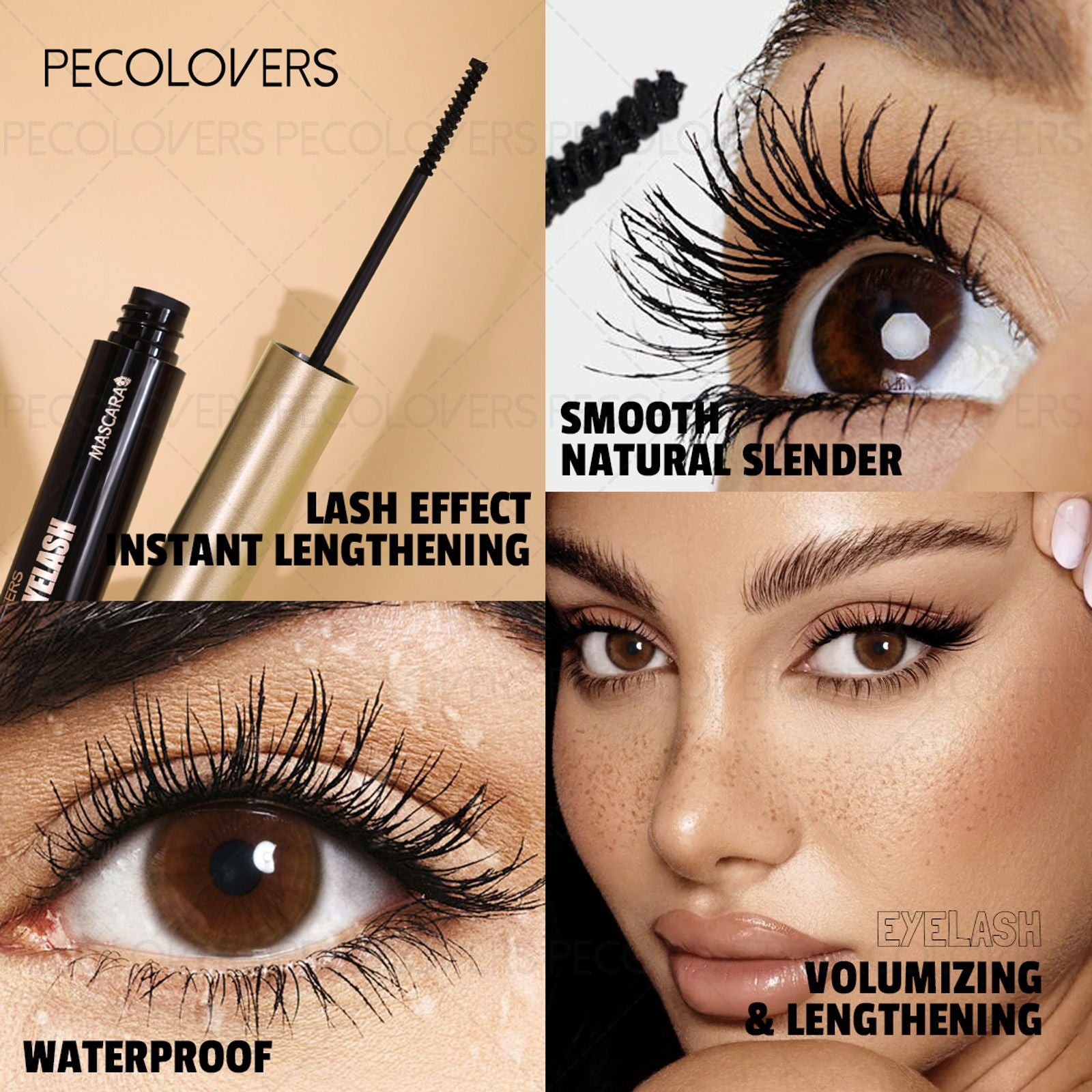 2PCS Waterproof Ultra-fine Brush Mascara for Thickening Eyelashes