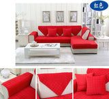 Solid Red Soft Flannel Quilted Sofa Towel Cover