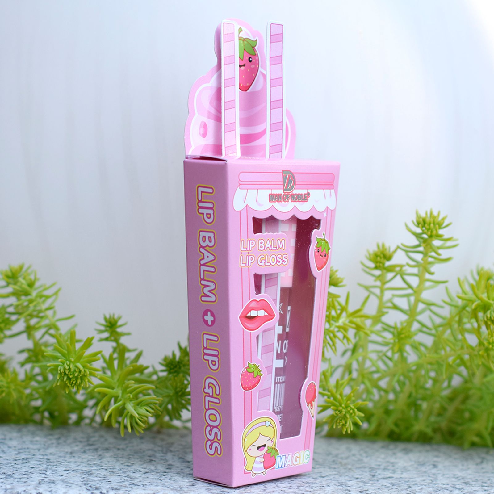 Cute Ice Cream Lip Gloss and Balm Set