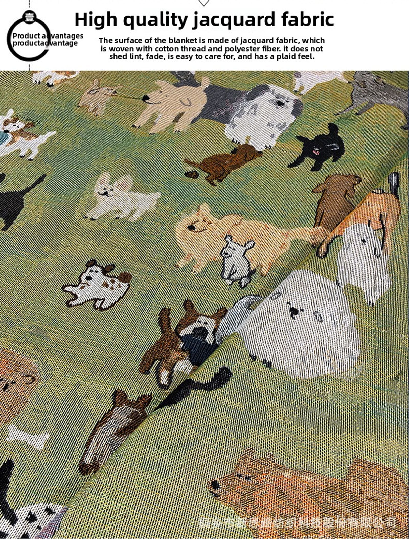 Vintage Jacquard Grassland Sheep Camping Picnic Blanket