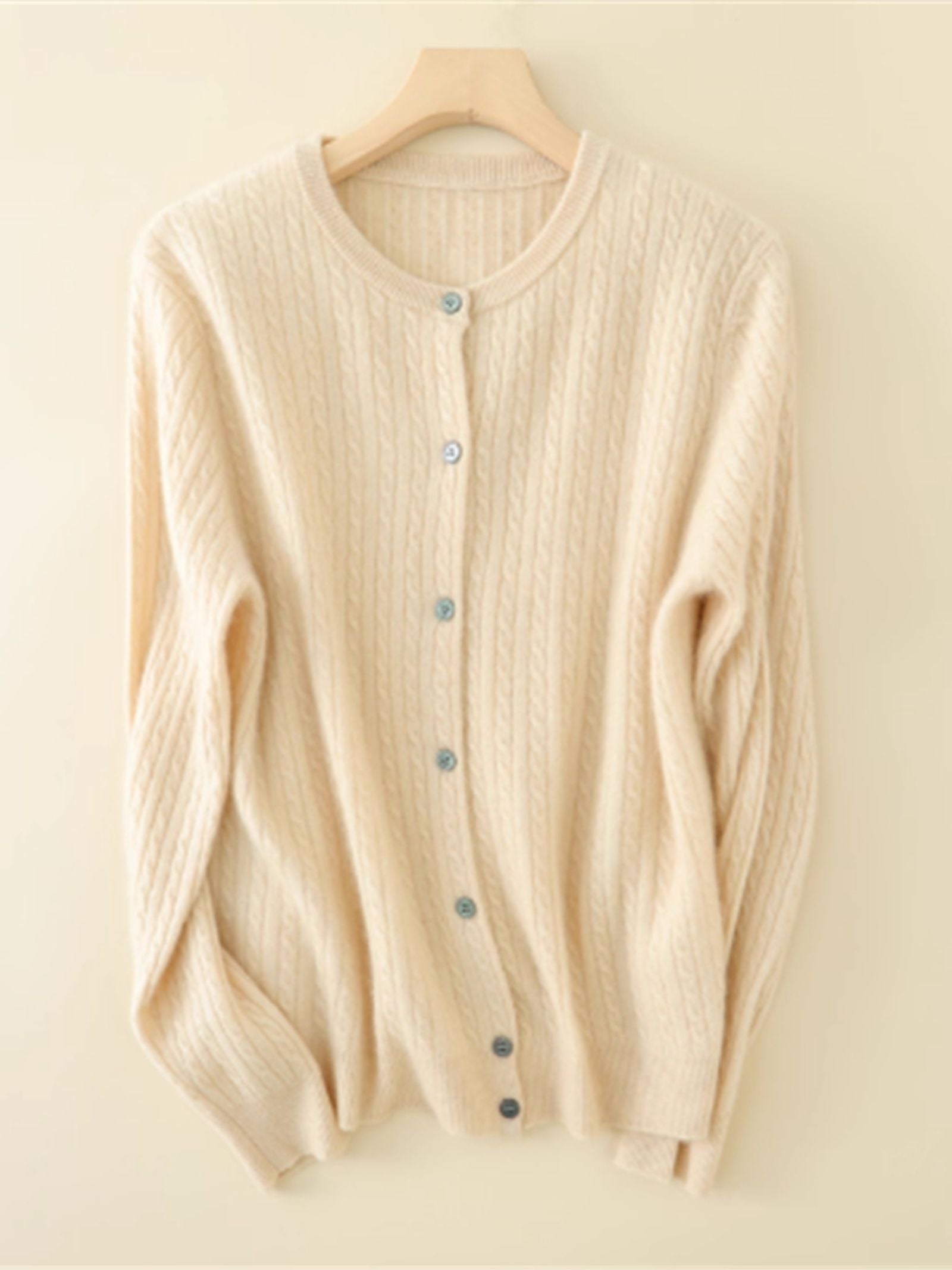 Women’s O Neck Long Sleeve Cable Knit Cardigan Sweater