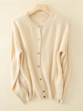 Women’s O Neck Long Sleeve Cable Knit Cardigan Sweater