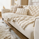 Thick Imitation Rabbit Fur Plush Sofa Slipcover