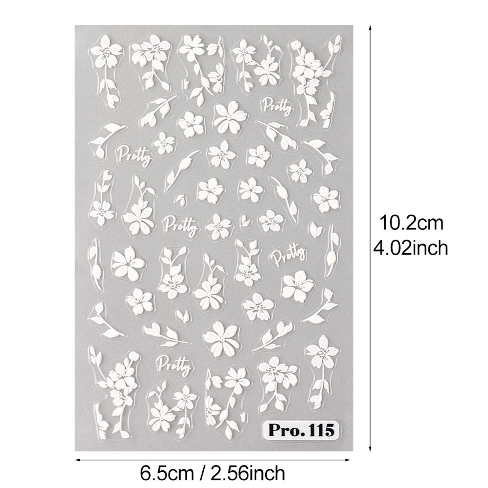 2pcs 3D White Flower Nail Art Stickers for DIY Manicure