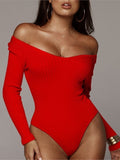 Sexy Long Sleeve Slim Fit Knitted Bodysuit for Women