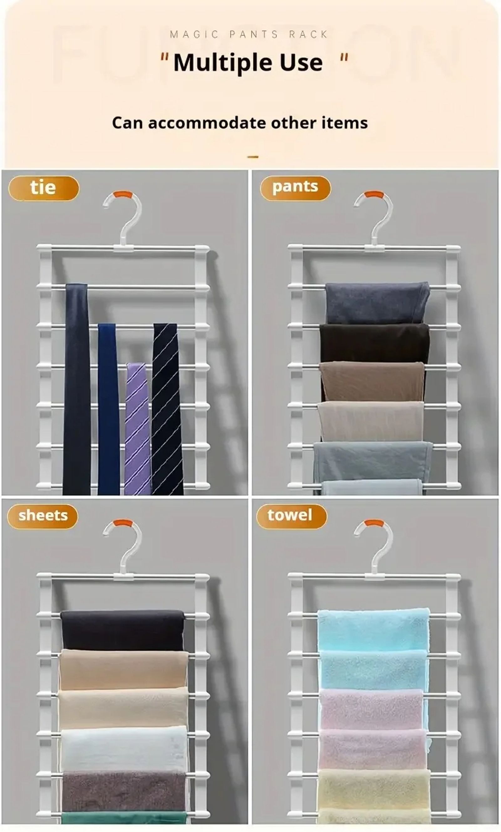 Multi-Functional Folding Pants Rack with Clips