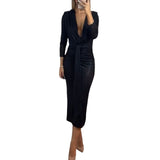 Women’s Deep V-Neck Bodycon Slim Long Dress