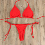 Pink High Leg Thong Bikini for Women