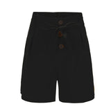 Y2K Solid Button Front High Waist Beach Shorts