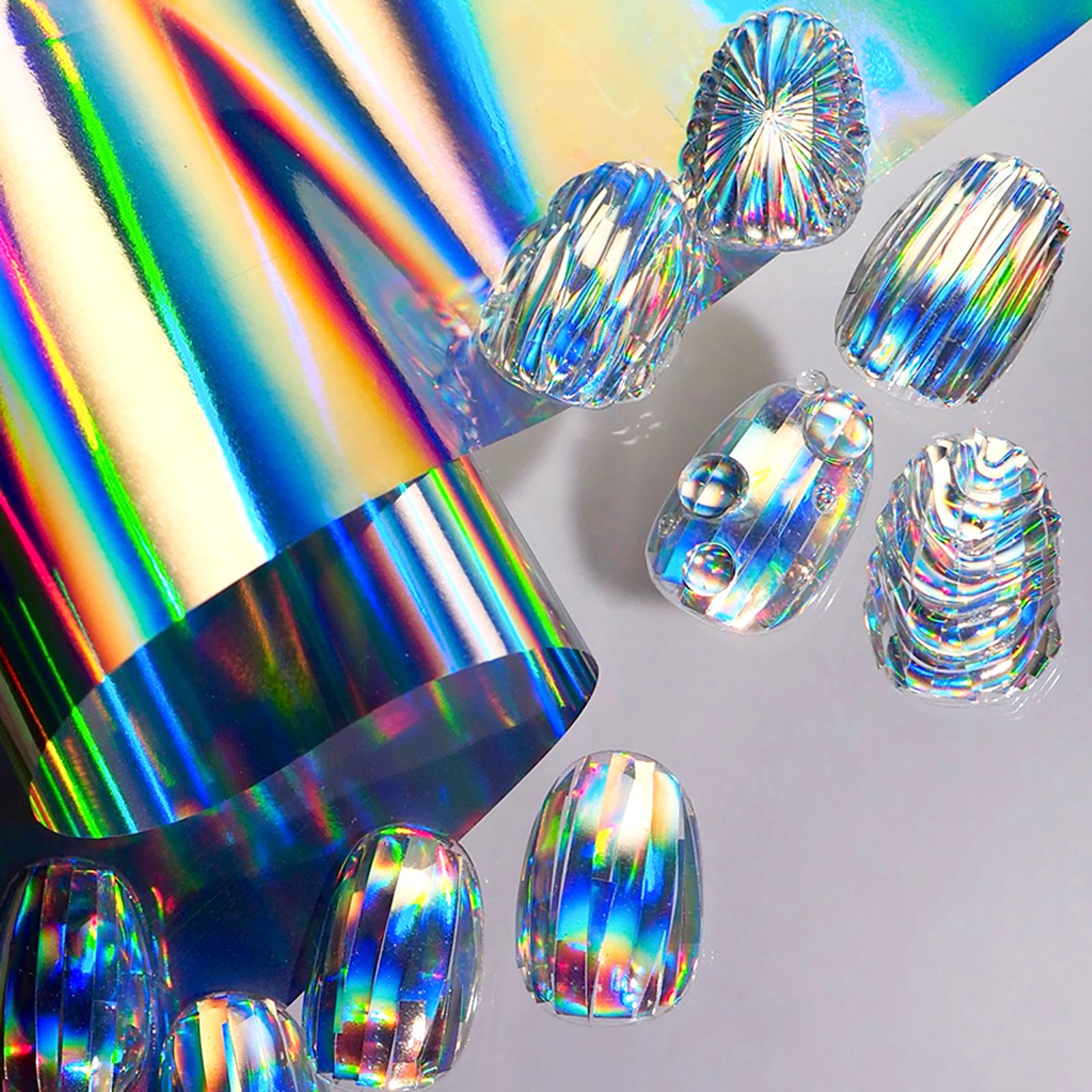 Holographic Chrome Silver Nail Art Foil Transfer Stickers