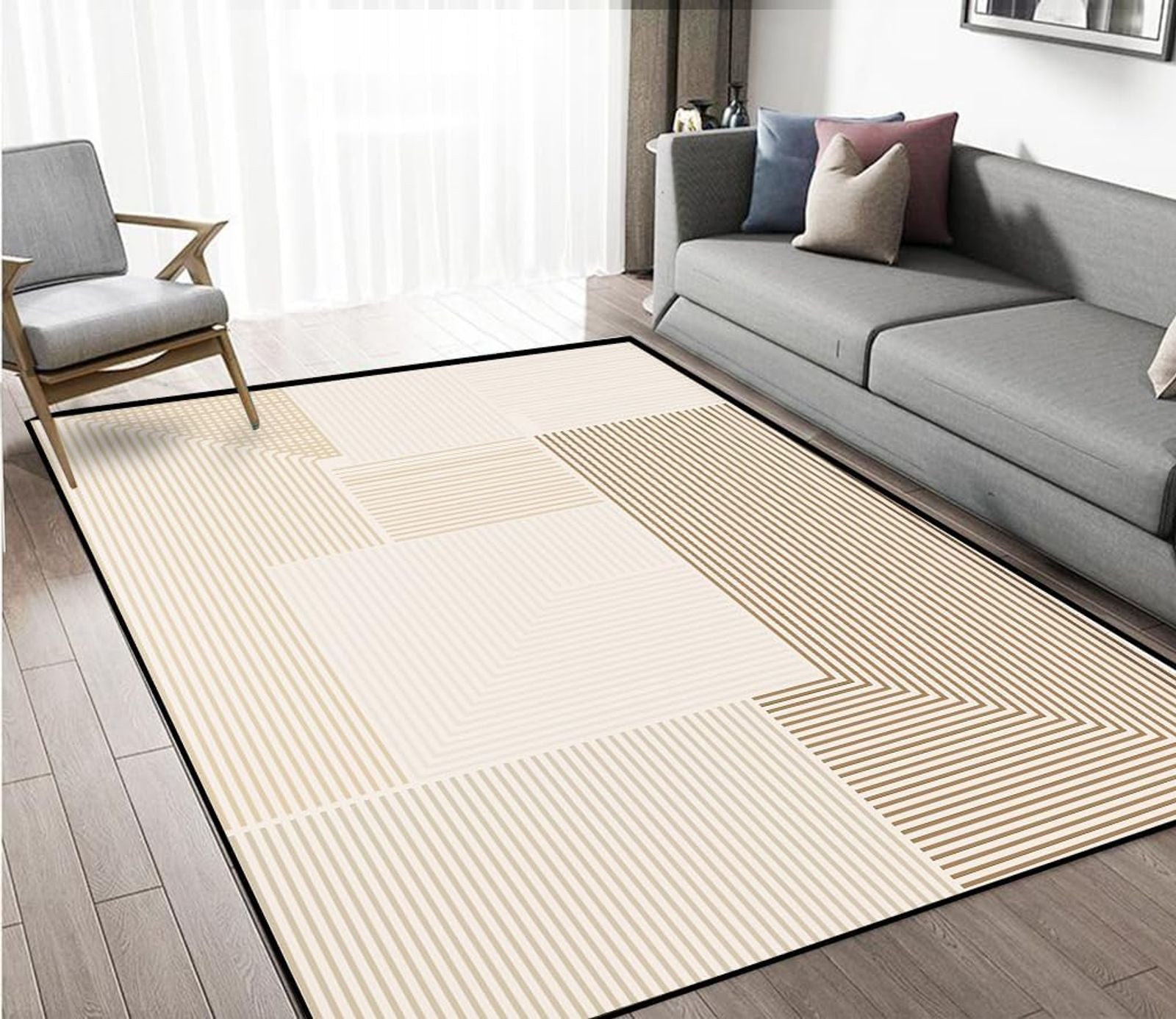 Modern Abstract Geometric Floor Mats for Living Room & Bedroom