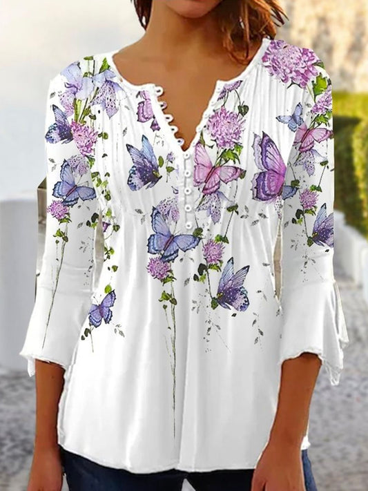 Elegant Printed Casual Long-Sleeved Women’s Shirt