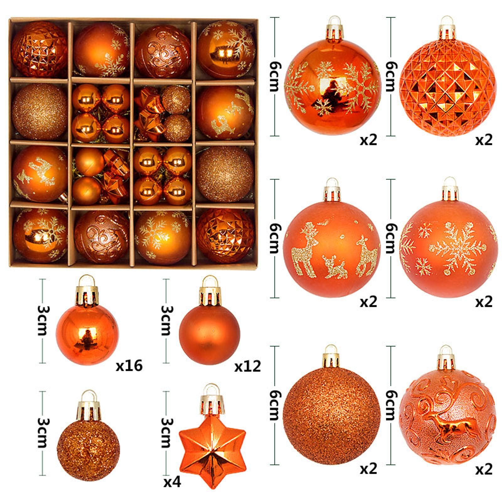 44Pcs Christmas Ball Ornaments for Home Decor