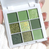 9-Color Eyeshadow Palette in Green and Gold Tones