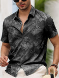 Men's Tropical Palm Leaf Print Short Sleeve Shirt