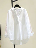 Women's Striped Patchwork Casual Button-Down Shirt