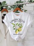 Lemon Print Short Sleeve T-Shirt for Women