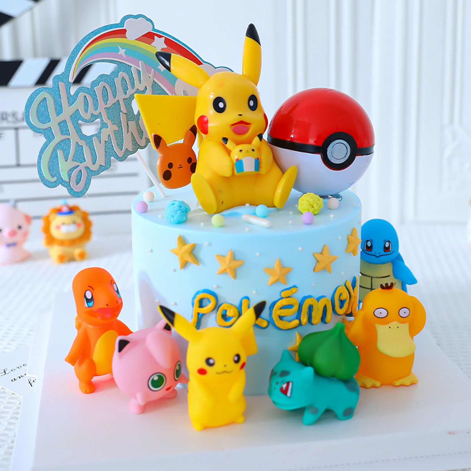 Pokemon Cake Decoration Set with Pikachu and Pokeball