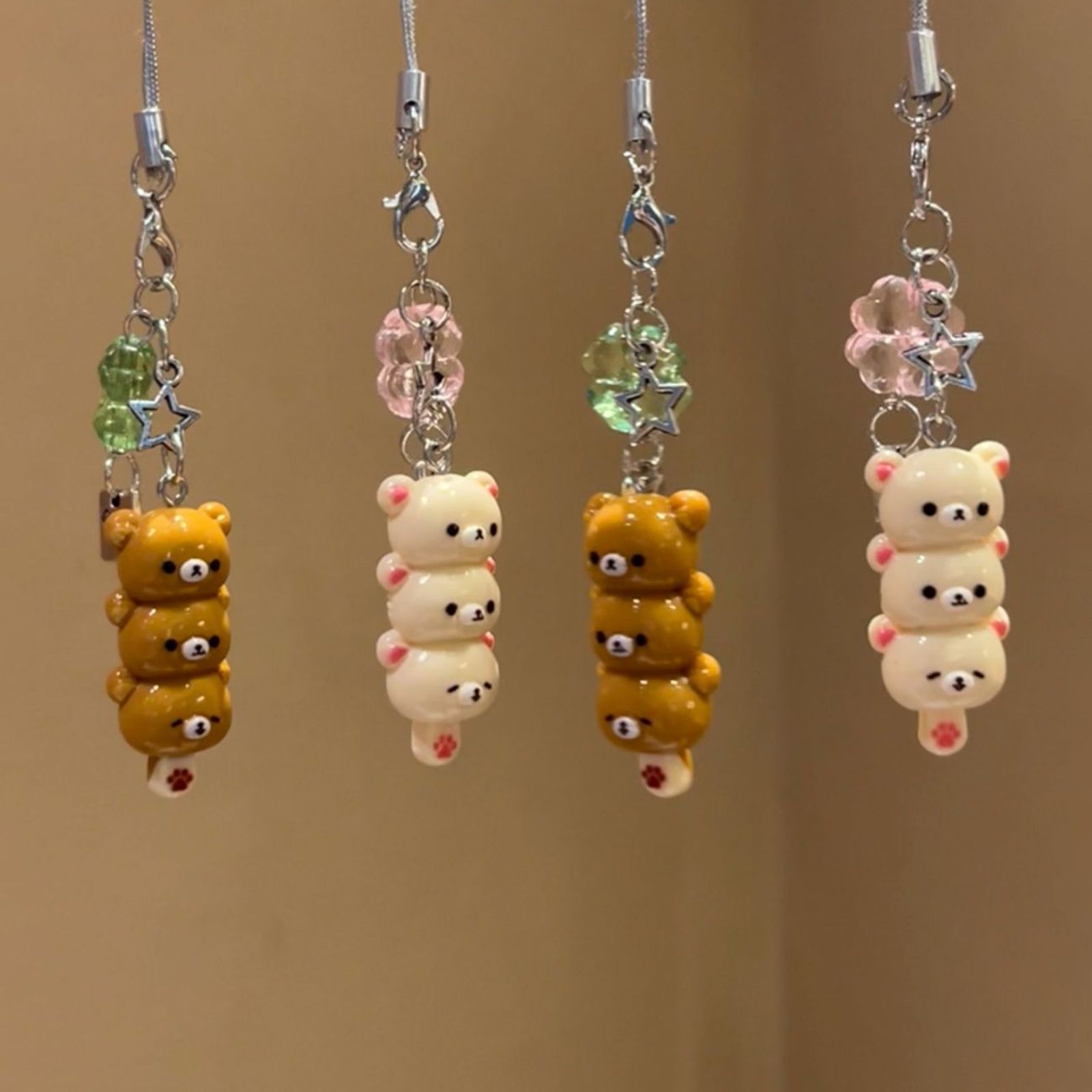 Kawaii Bear Phone Charm Keychain Pendant for Kids