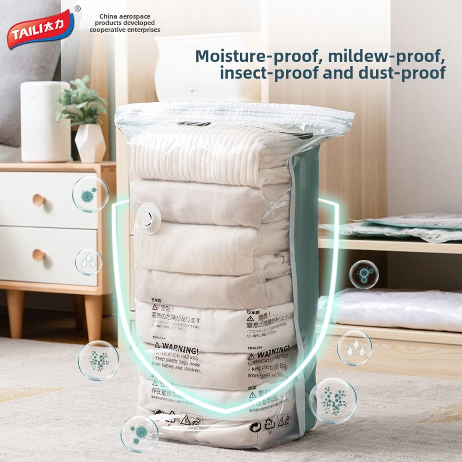 Large 3D Vacuum Compression Bags for Clothes and Quilts