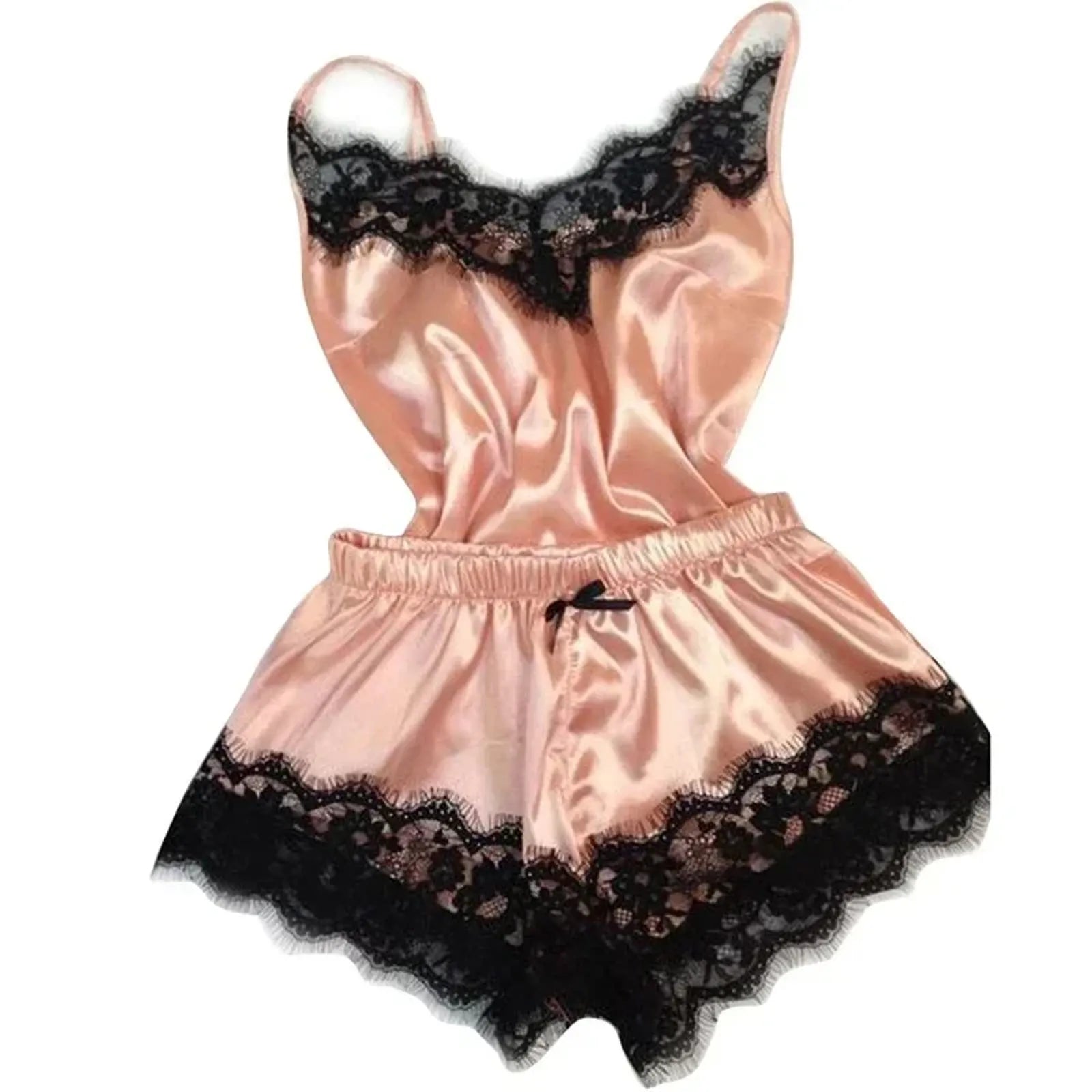 Lace Satin Pajama Set for Women