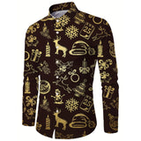 Men's Christmas Elk Graphic Long Sleeve Shirt