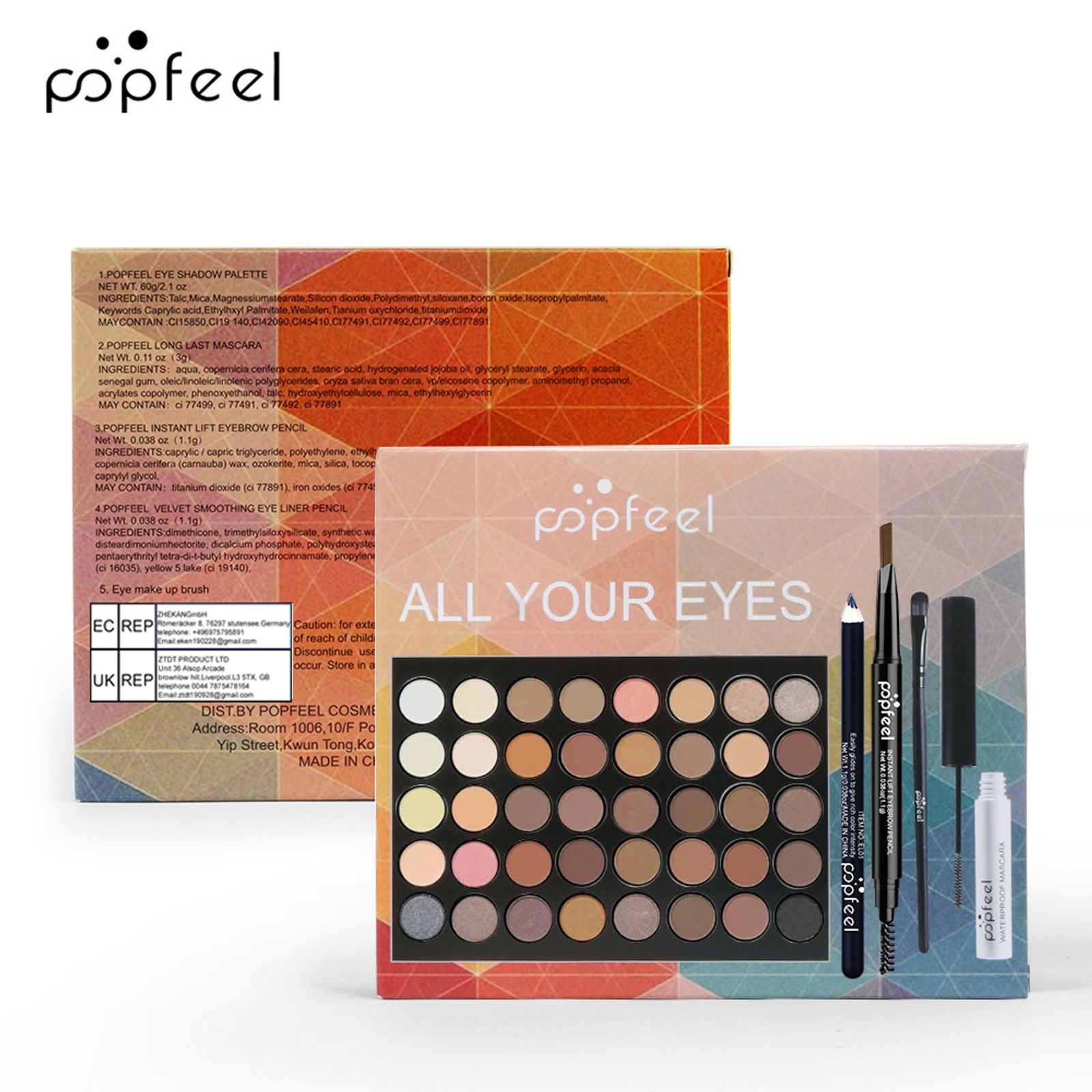 POPFEEL Eye Makeup Set with Eyeshadow, Eyeliner, and More