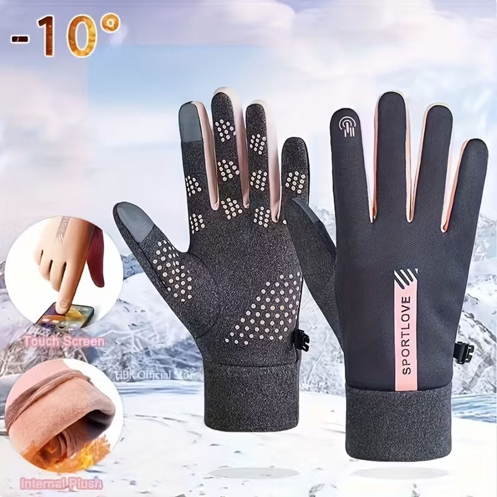 Windproof Touch Screen Cycling Gloves for Winter Sports