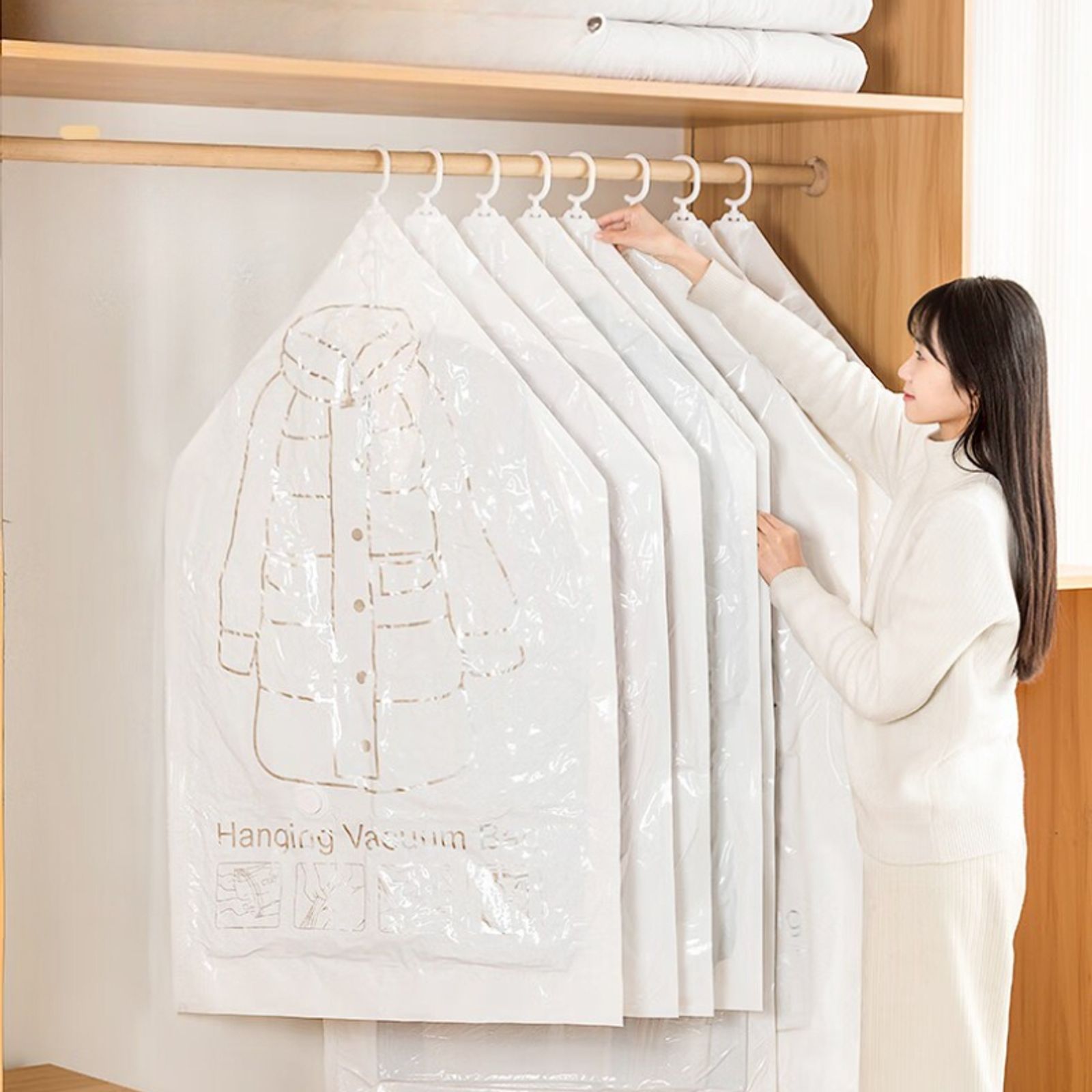 Vacuum Compression Storage Bag for Coats and Clothes